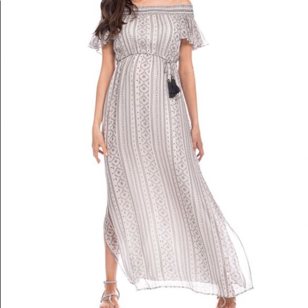 Seraphine Monochrome Off The Shoulder Maxi Dress